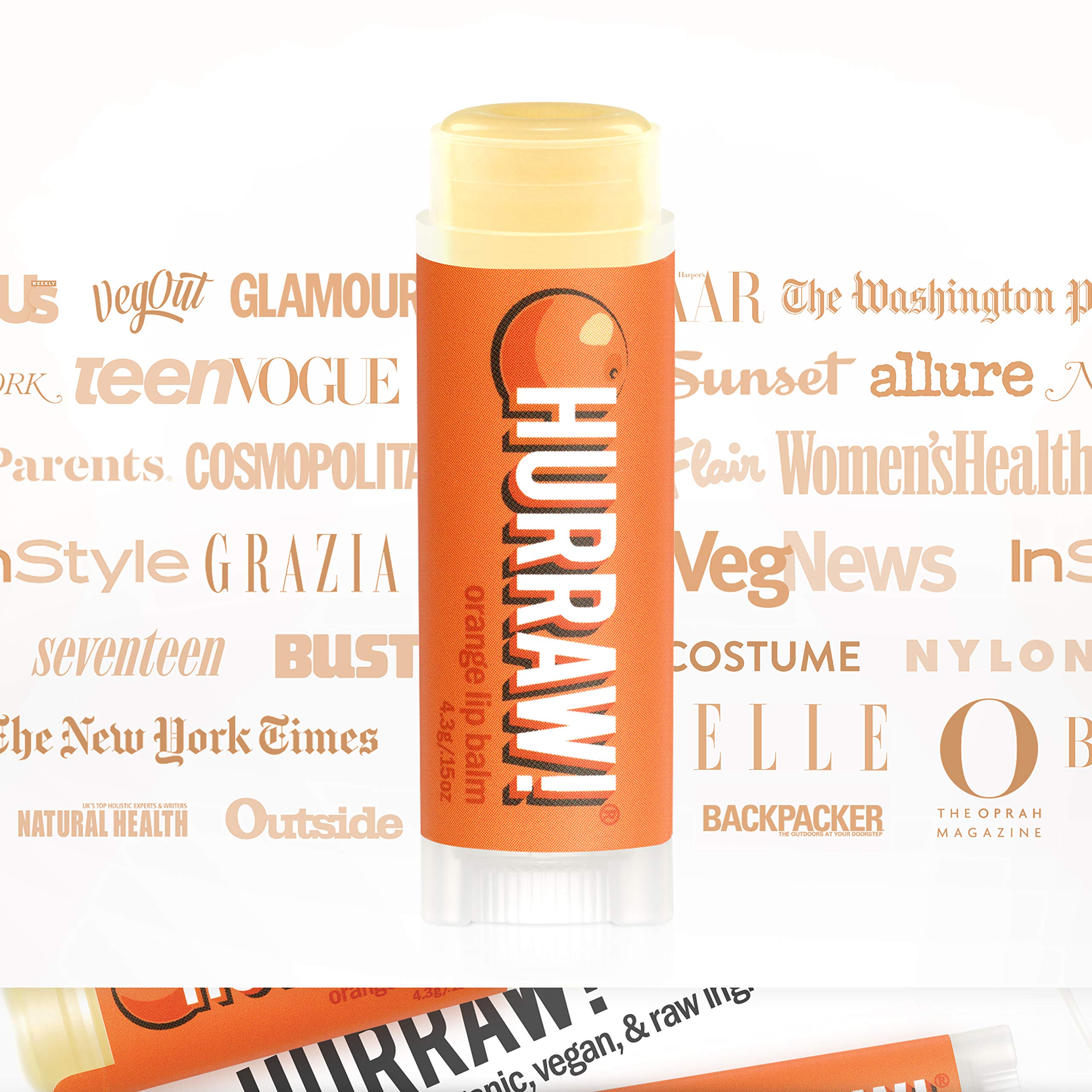 Hurraw! Orange Lip Balm, 2 Pack: Organic, Certified Vegan, Cruelty and Gluten Free. Non-GMO, 100% Natural Ingredients. Bee, Shea, Soy and Palm Free. Made in USA